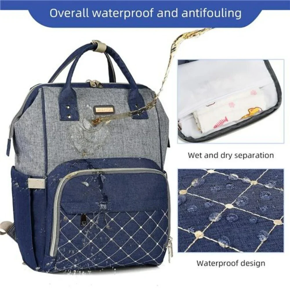 Diaper Bag Backpack Waterproof Baby Bag with Insulated Pockets Stroller Straps